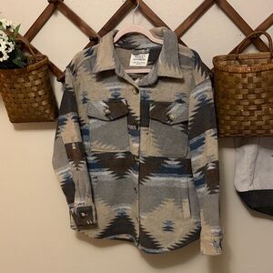 Casual Button Down Shirt - Blue, Brown, Cream